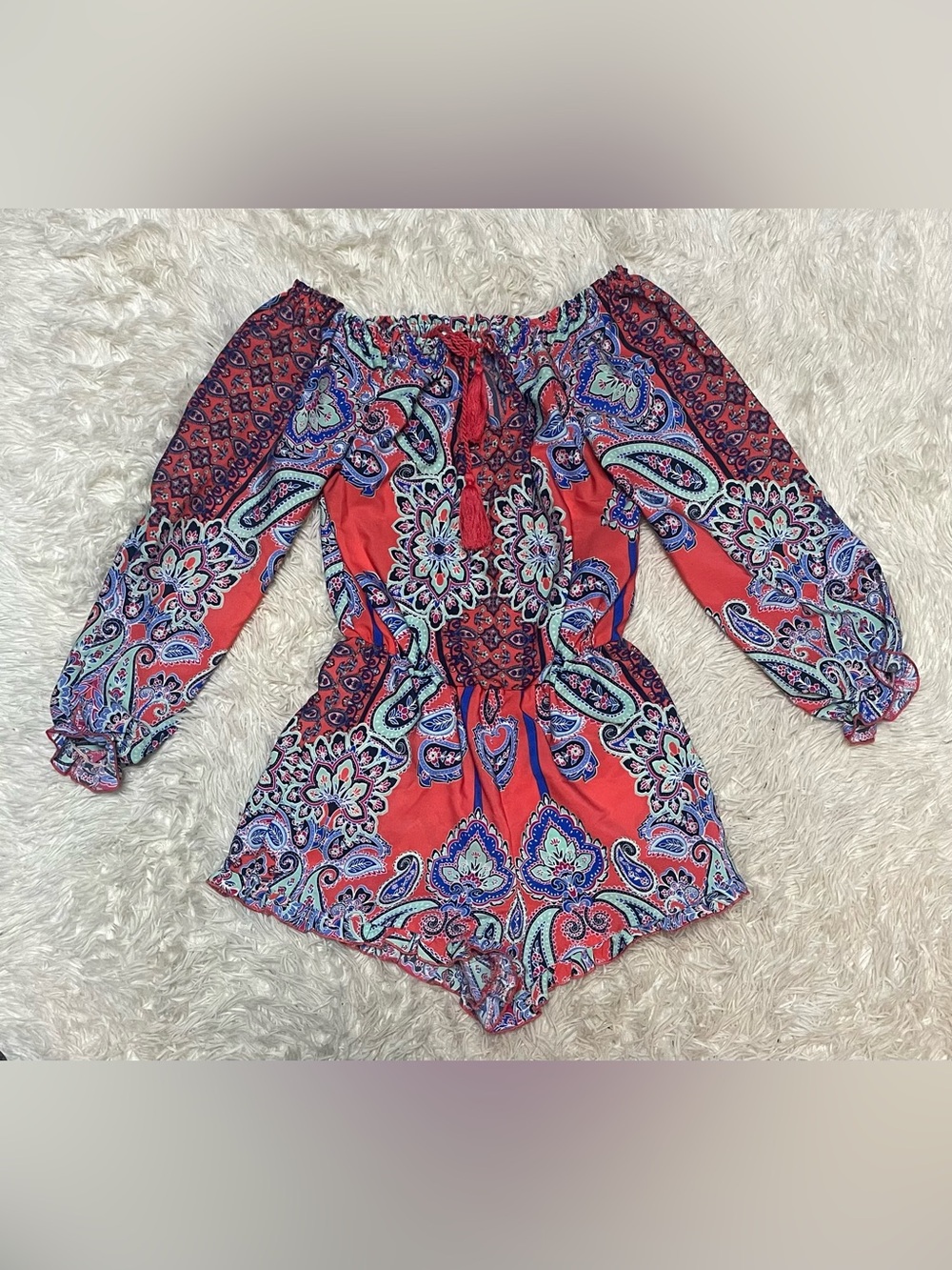 VENUS Paisley Off-Shoulder romper